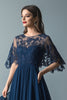 Load image into Gallery viewer, Sparkly Navy Illusion A Line Mother of the Bride Dress