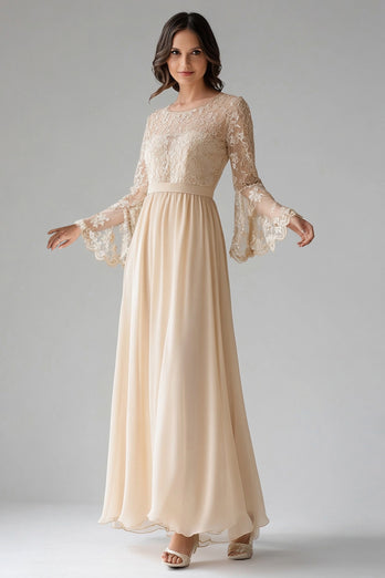 Sparkly Apricot Floral A Line Pleated Mother of the Bride Dress