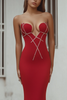 Load image into Gallery viewer, Luxury Red Cutout Strapless Long Formal Dress with Beading