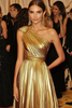 Load image into Gallery viewer, Metallic Golden One Shoulder A Line Pleated Long Formal Dress