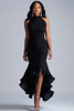 Load image into Gallery viewer, Elegant Black Mermaid Tiered Long Formal Dress with Slit