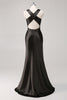 Load image into Gallery viewer, Dark Grey Sheath Satin Sleeveless Long Formal Dress