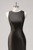 Load image into Gallery viewer, Dark Grey Sheath Satin Sleeveless Long Formal Dress