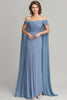 Load image into Gallery viewer, Flowy Grey Blue Chiffon Maxi Mother of the Bride Dress with Beading