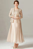 Load image into Gallery viewer, Floral Champagne Chiffon Mother of the Bride Dress with Sparkly Jacket