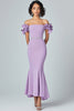 Load image into Gallery viewer, Off the Shoulder Lilac Mermaid Ruffled Long Formal Dress