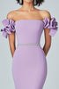 Load image into Gallery viewer, Off the Shoulder Lilac Mermaid Ruffled Long Formal Dress