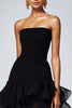 Load image into Gallery viewer, Chic Black Strapless Tulle Tiered Long Formal Dress