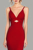 Load image into Gallery viewer, Red Mermaid Spaghetti Straps Satin Long Formal Dress