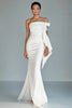 Load image into Gallery viewer, White Strapless Sheath Satin Long Formal Dress with Slit