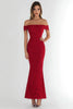 Load image into Gallery viewer, Red Lace Off the Shoulder Floral Mermaid Long Formal Dress