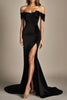 Load image into Gallery viewer, Black Off the Shoulder Mermaid Long Formal Dress with Slit