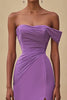 Load image into Gallery viewer, Purple Chiffon Off the Shoulder Ruched Long Formal Dress with Slit