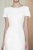 Load image into Gallery viewer, Simple White Round Neck Long Formal Dress with Sleeves