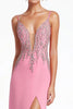 Load image into Gallery viewer, Sparkly Pink Spaghetti Straps Corset Long Formal Dress with Slit