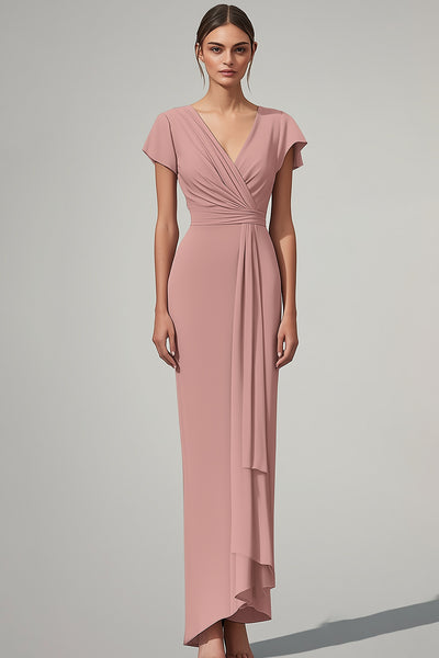 Pin Sheath V-Neck Chiffon Mother of the Bride Dress