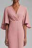 Load image into Gallery viewer, Pink Chiffon V-Neck Tea Length Mother of the Bride Dress