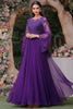 Load image into Gallery viewer, Lace Purple A Line Mother of the Bride Dress with Sleeves