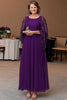 Load image into Gallery viewer, Purple Cap Mother of the Bride Dress with Lace Appliques