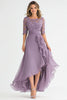 Load image into Gallery viewer, Floral Grey Purple High-Low Mother of the Bride Dress