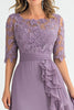 Load image into Gallery viewer, Floral Grey Purple High-Low Mother of the Bride Dress