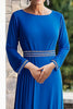 Load image into Gallery viewer, Glitter Royal Blue Satin Scoop Neck Mother of the Bride Dress