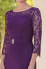 Load image into Gallery viewer, Dark Purple Sheath Floor Length Mother of the Bride Dress with Lace