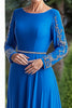 Load image into Gallery viewer, A Line Satin Royal Blue Sparkly Mother of the Bride Dress