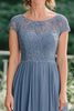 Load image into Gallery viewer, Grey Blue A Line Chiffon Mother of the Bride Dress with Lace