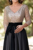 Load image into Gallery viewer, Sparkly Champagne Black A Line Mother of the Bride Dress