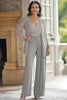 Load image into Gallery viewer, Lace Grey Separates Prom Jumpsuits with Jacket