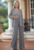 Load image into Gallery viewer, Grey Long Sleeves Separates Prom Jumpsuits with Sequined Jacket