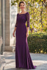 Load image into Gallery viewer, Dark Purple Lace Square Floor Length Mother of the Bride Dress