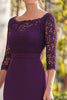 Load image into Gallery viewer, Dark Purple Lace Square Floor Length Mother of the Bride Dress