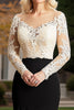 Load image into Gallery viewer, Champagne Black V-Neck Mother of the Bride Dress with Lace