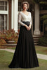 Load image into Gallery viewer, Elegant Champagne Black V-Neck Mother of the Bride Dress