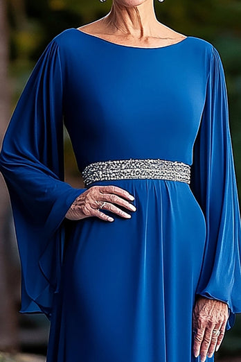 Royal Blue A Line Mother of the Bride Dress with Beading