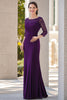 Load image into Gallery viewer, Dark Purple 3/4 Sleeves Lace Mother of the Bride Dress