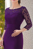 Load image into Gallery viewer, Dark Purple 3/4 Sleeves Lace Mother of the Bride Dress