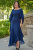 Load image into Gallery viewer, Navy Ruffle Sleeves Chiffon Mother of the Bride Dress