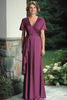 Load image into Gallery viewer, V-Neck Purple Ruffled Maxi Mother of the Bride Dress