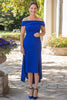 Load image into Gallery viewer, Royal Blue Off the Shoulder Bodycon Mother of the Bride Dress