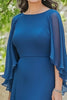 Load image into Gallery viewer, Blue Chiffon Asymmetrical Ruffled Mother of the Bride Dress