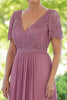 Load image into Gallery viewer, V-Neck Chiffon Dusty Rose Applique Maxi Mother of the Bride Dress