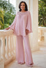 Load image into Gallery viewer, Pink 2 Piece Chiffon Scoop Neck Maxi Mother of the Bride Pantsuit