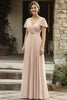 Load image into Gallery viewer, Champagne V-Neck Chiffon A-Line Mother of the Bride Dress