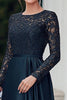 Load image into Gallery viewer, Elegant Navy Satin A-Line Mother of the Bride Dress with Lace