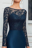 Load image into Gallery viewer, Navy Mermaid Lace Long Sleeves Mother of the Bride Dress