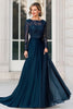 Load image into Gallery viewer, Navy Chiffon A Line Maxi Mother of the Bride Dress with Lace