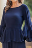 Load image into Gallery viewer, Chiffon Flutter Sleeves Navy Maxi Mother of the Bride Pantsuit